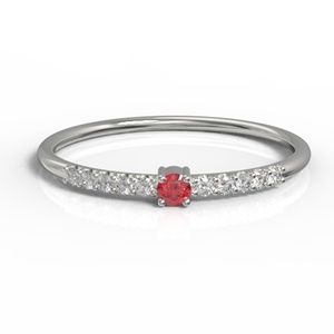 Minimalist Dainty White Gold Round Ruby Ring